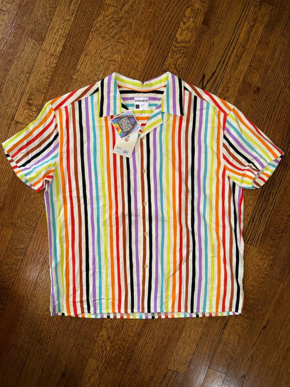 NWT Pride Rainbow Stripe Short Sleeve Shirt